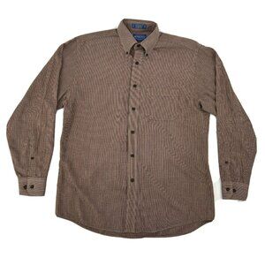 Pendleton Canterbury Cloth Shirt Men M Red Tan Plaid Long‎ Sleeve Button Down